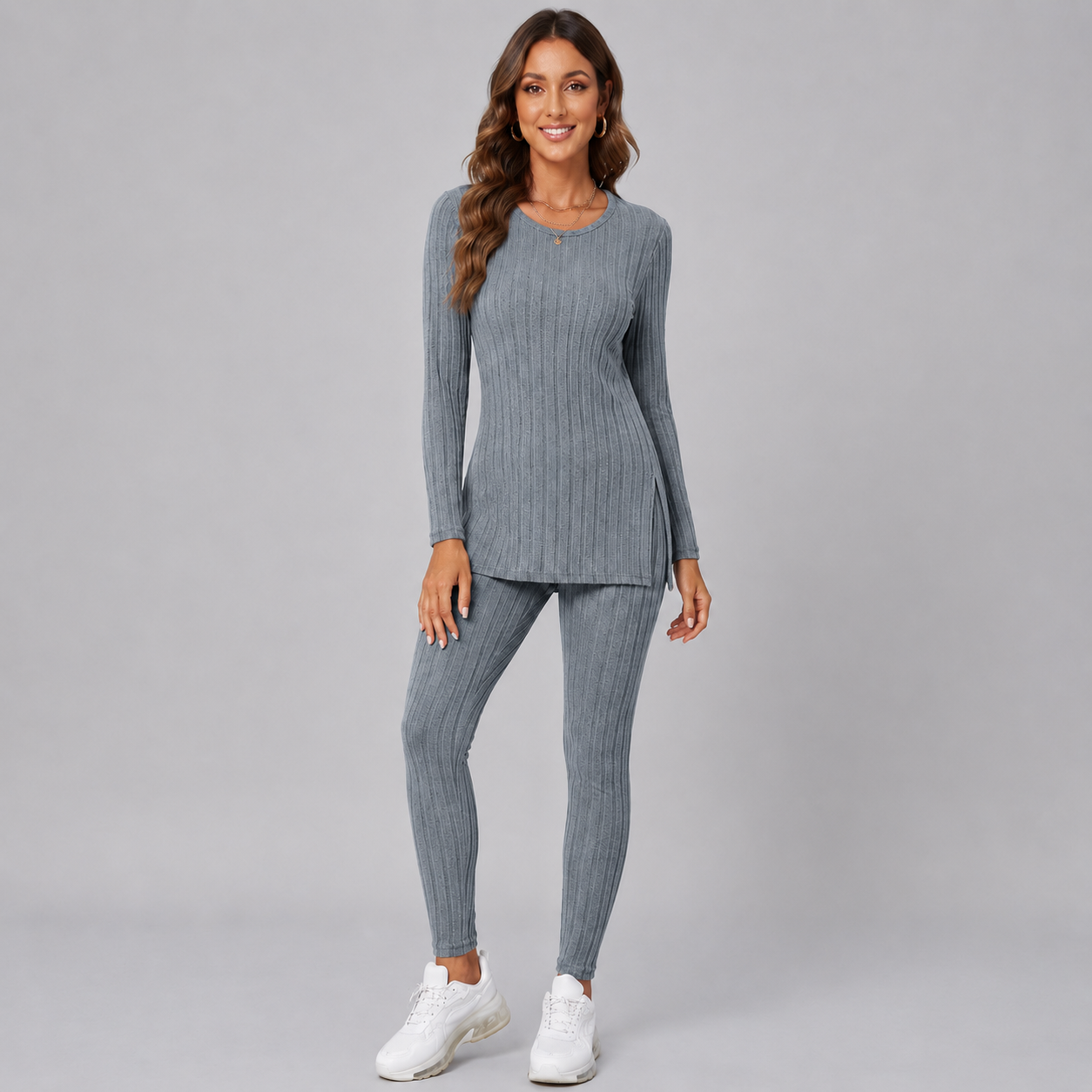 Montarello Women's Lounge Set Knitted V-Neck Wide Leg