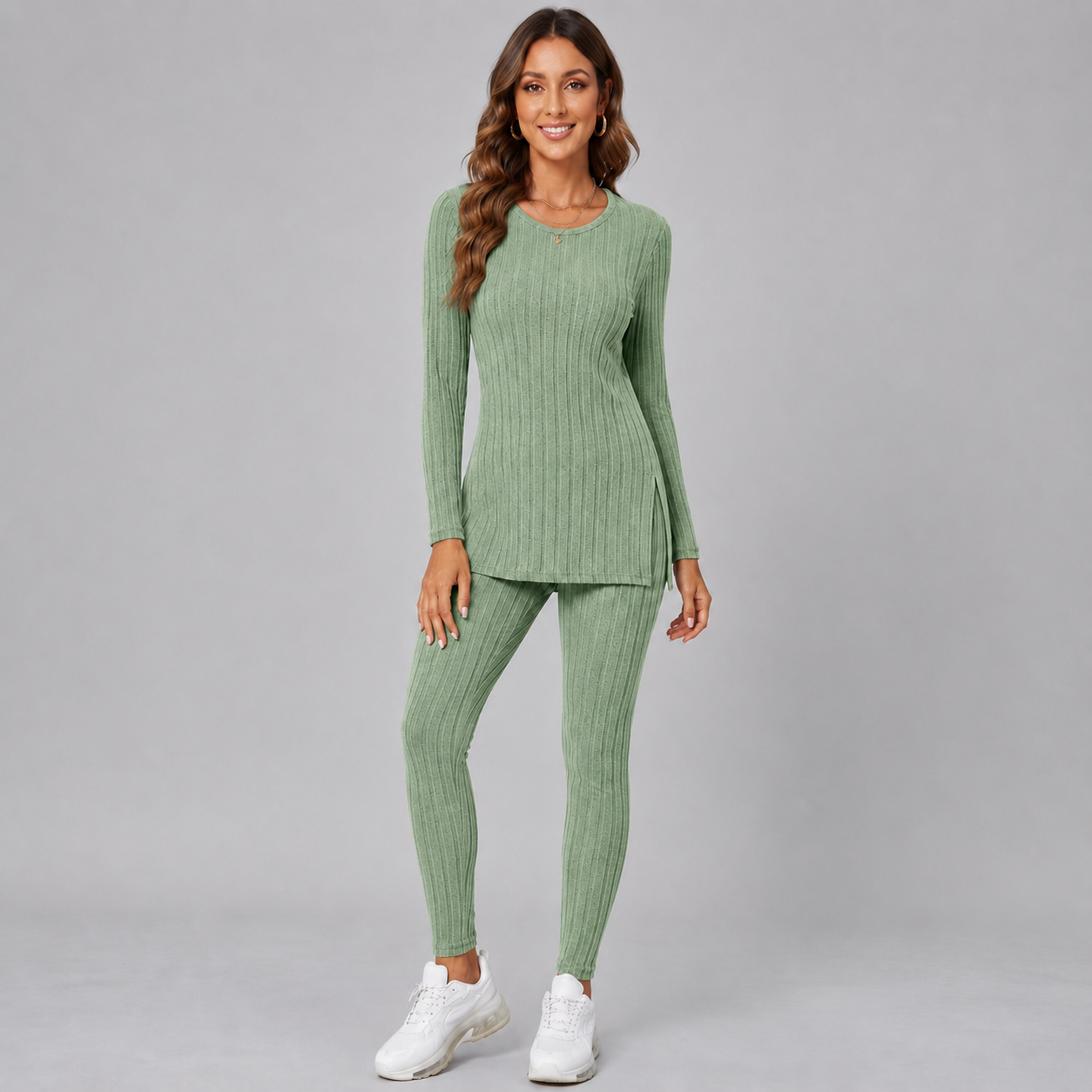 Montarello Women's Lounge Set Knitted V-Neck Wide Leg