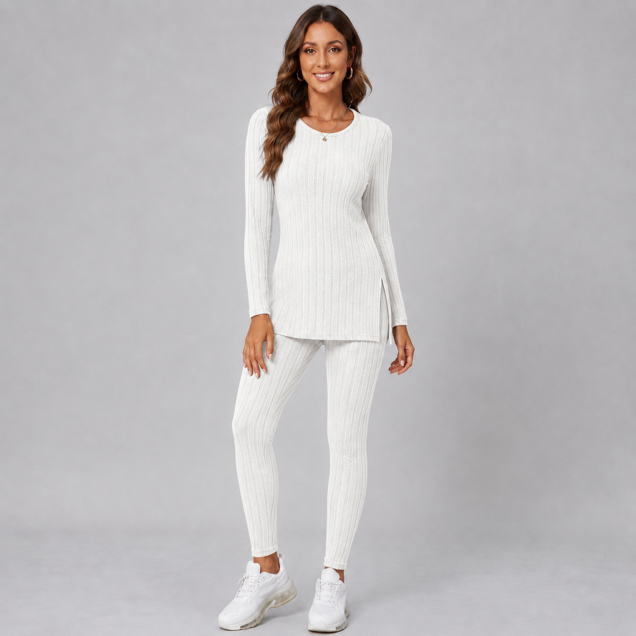 Montarello Women's Lounge Set Knitted V-Neck Wide Leg