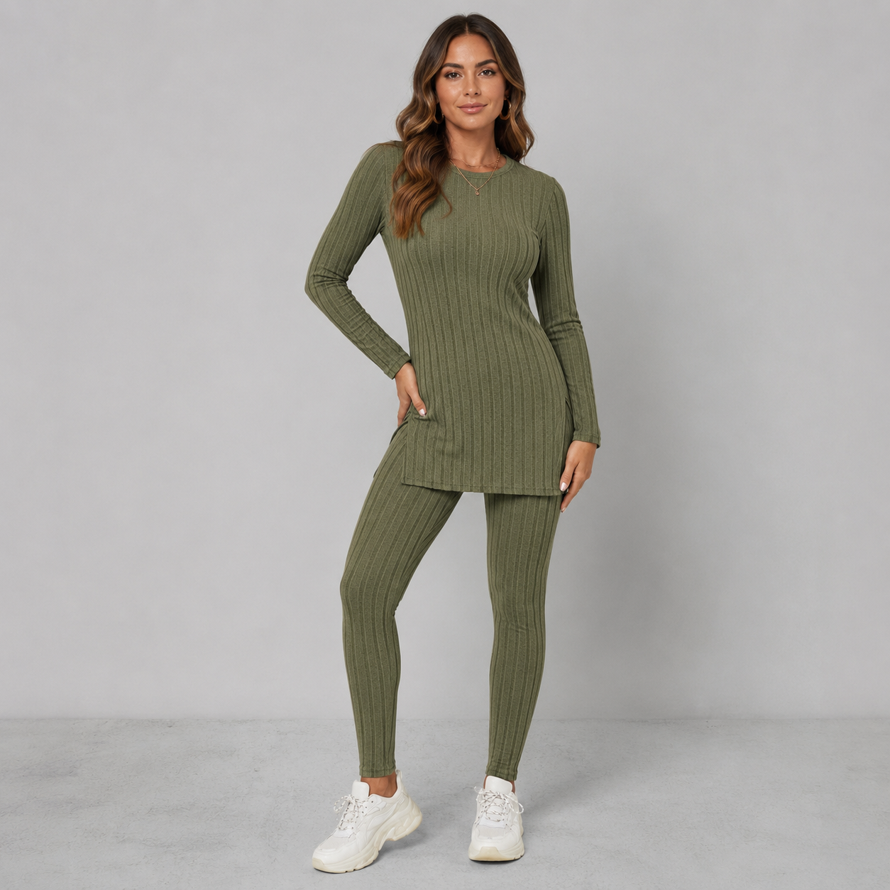 Montarello Women's Lounge Set Knitted V-Neck Wide Leg
