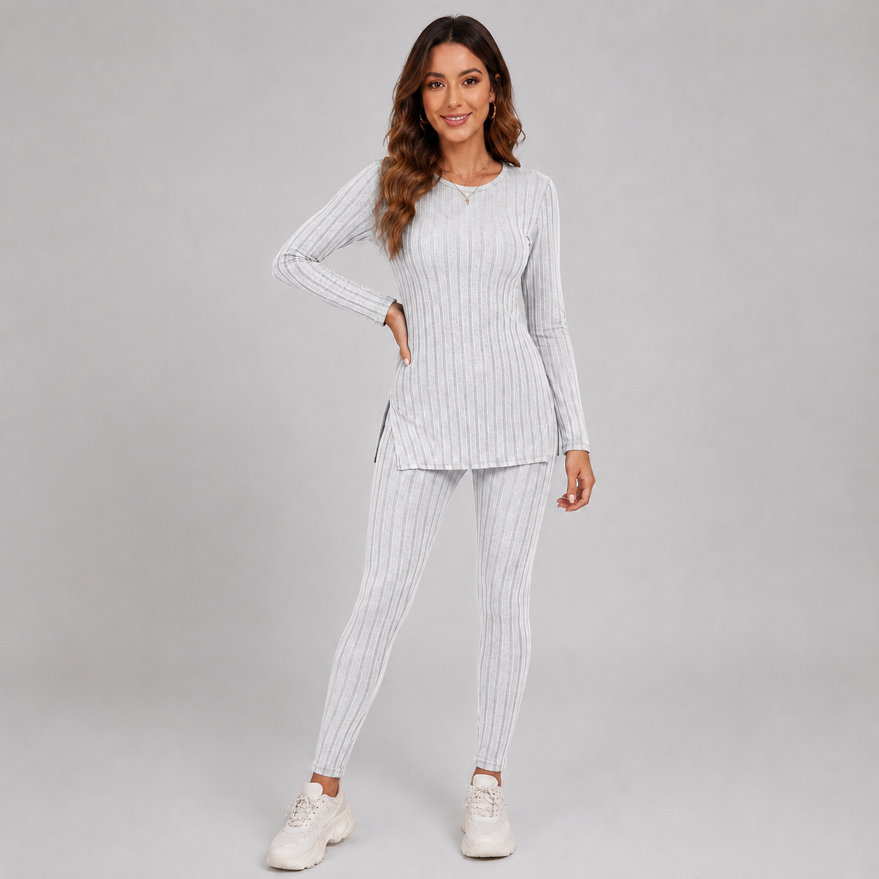 Montarello Women's Lounge Set Knitted V-Neck Wide Leg