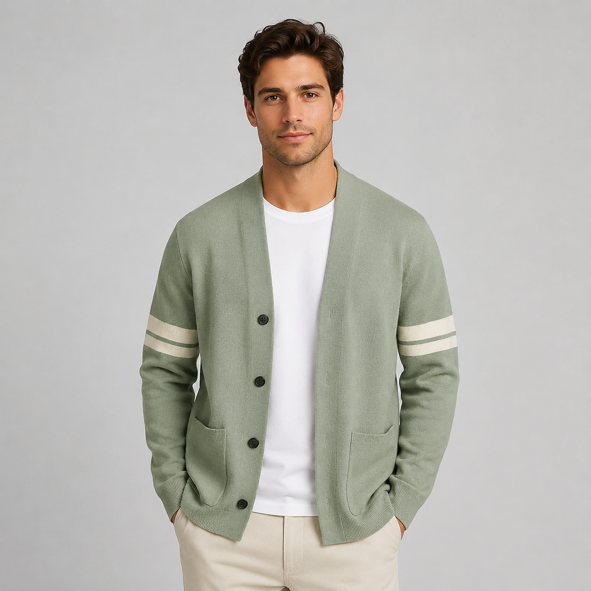 Gilet pour homme Montarello avec rayures style universitaire sur les manches
