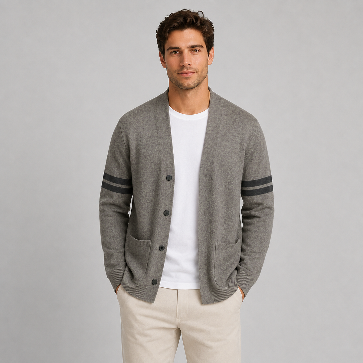 Gilet pour homme Montarello avec rayures style universitaire sur les manches