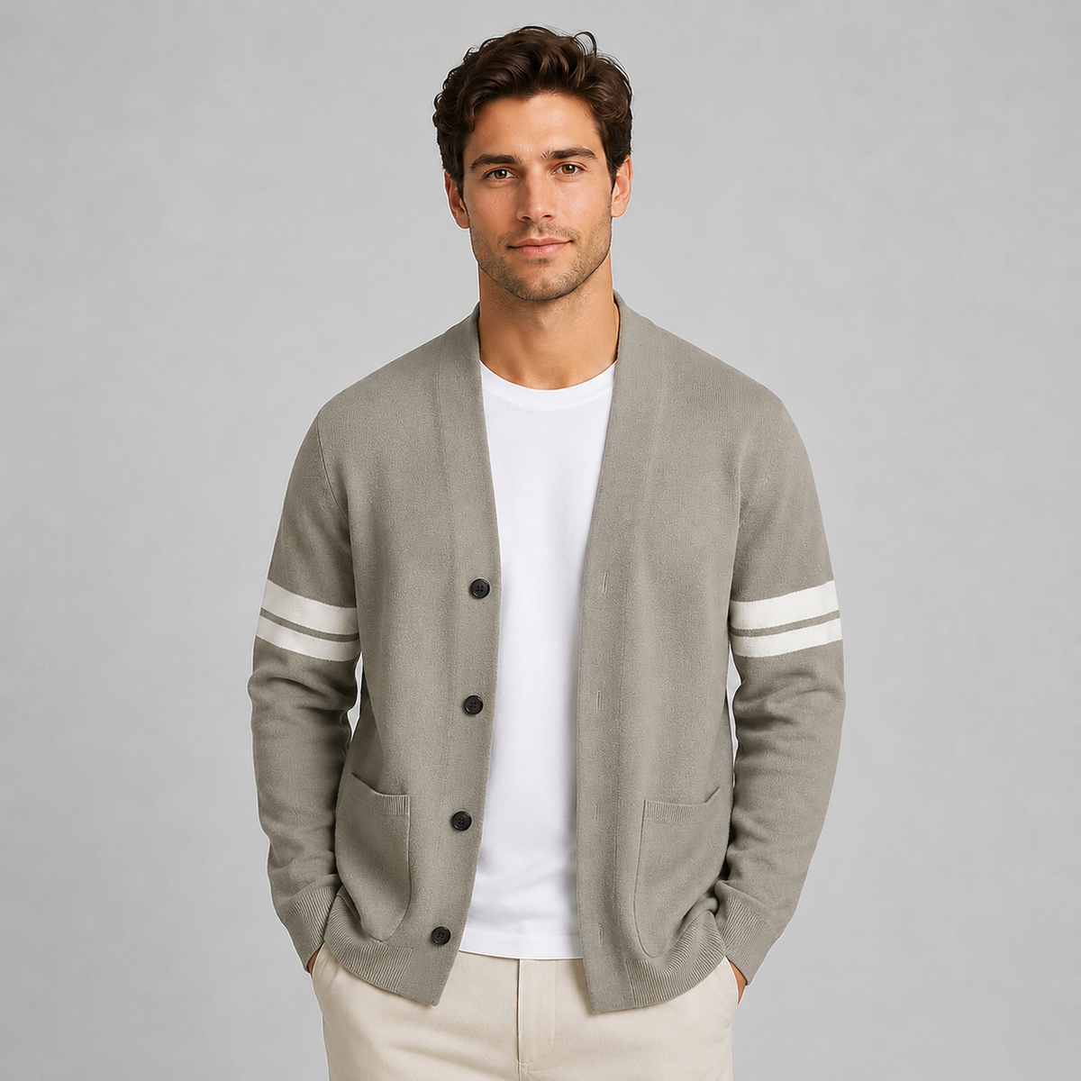 Gilet pour homme Montarello avec rayures style universitaire sur les manches