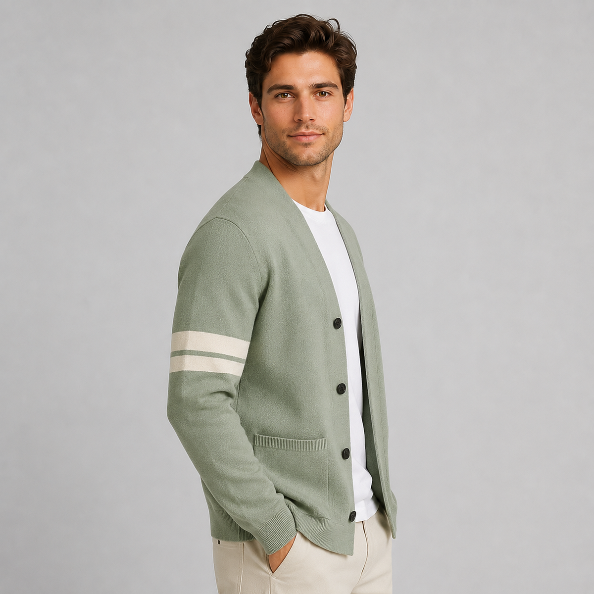 Gilet pour homme Montarello avec rayures style universitaire sur les manches