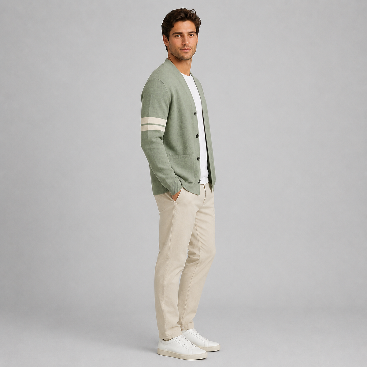 Gilet pour homme Montarello avec rayures style universitaire sur les manches