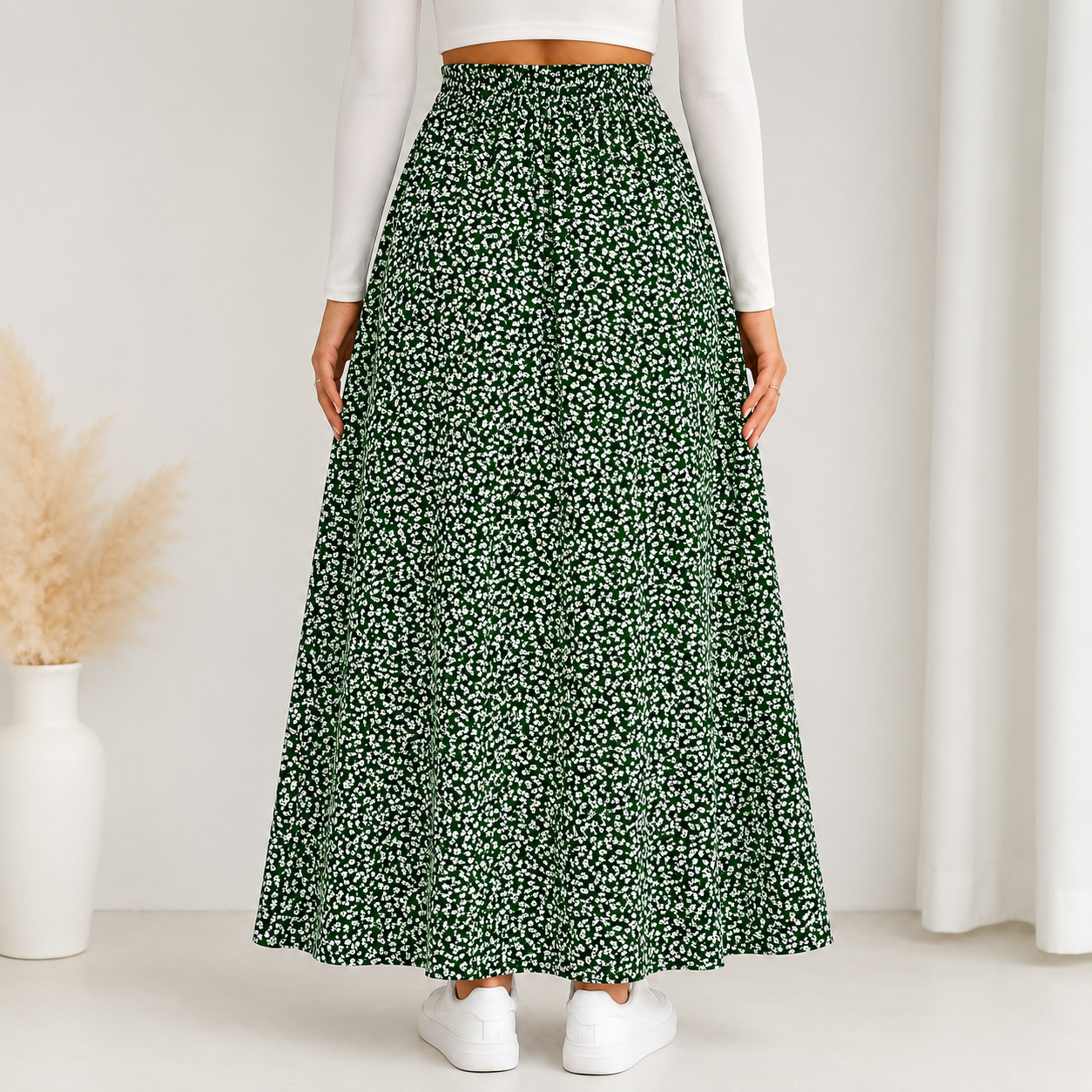 Montarello Women's Ditsy Floral Print Summer Maxi Skirt
