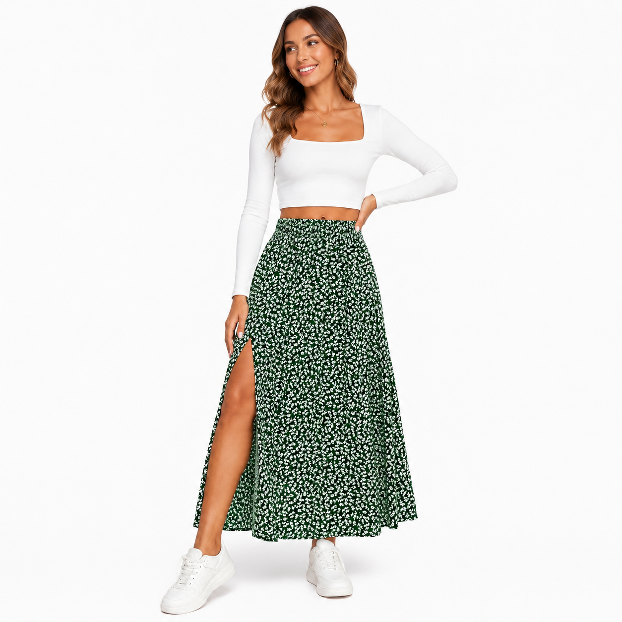Montarello Women's Ditsy Floral Print Summer Maxi Skirt
