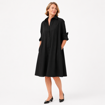 Montarello Women's Belted Button-Front Flowing Midi Shirt Dress