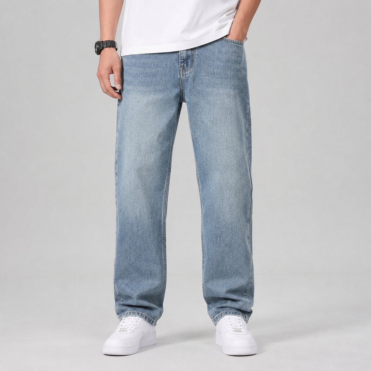 Montarello Men's Wide Leg Jeans – Loose Fit Straight Denim
