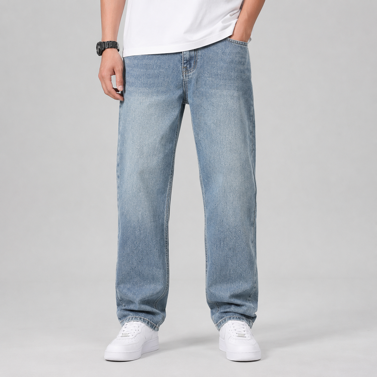 Montarello Men's Wide Leg Jeans – Loose Fit Straight Denim