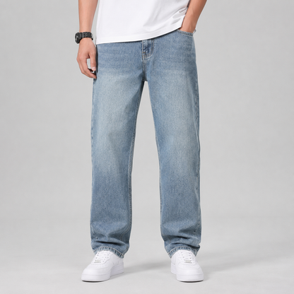 Montarello Men's Wide Leg Jeans – Loose Fit Straight Denim