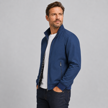 Montarello Men's Slim Fit Bomber Jacket with Stand Collar