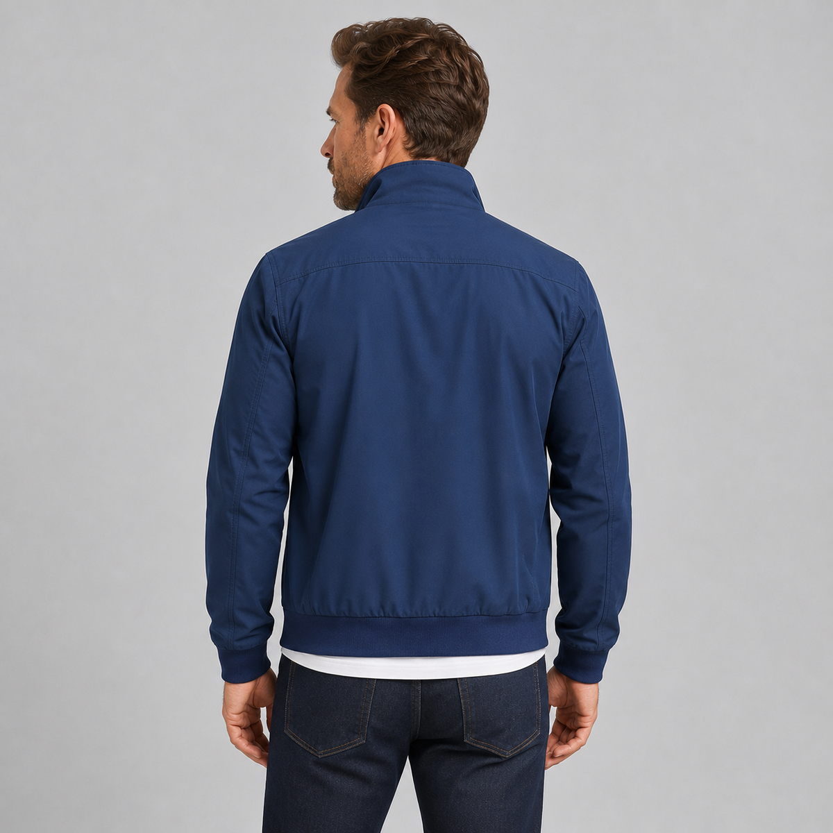 Montarello Men's Slim Fit Bomber Jacket with Stand Collar