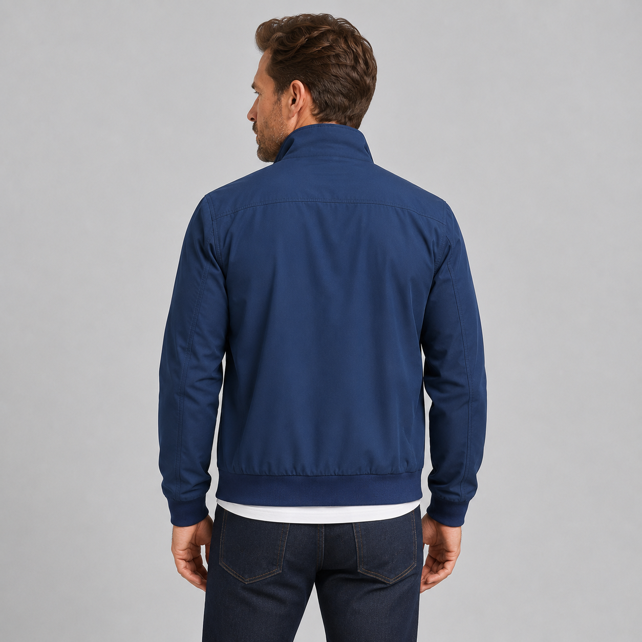Montarello Men's Slim Fit Bomber Jacket with Stand Collar
