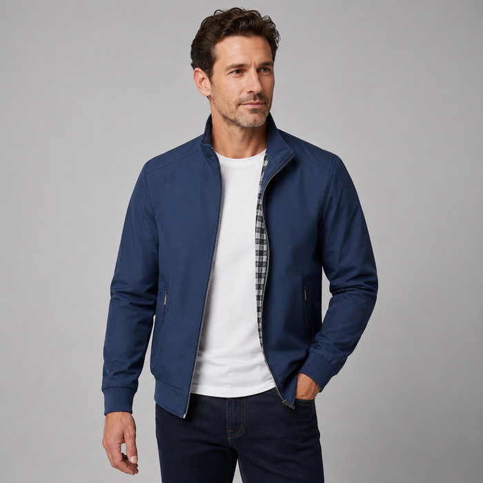 Montarello Men's Slim Fit Bomber Jacket with Stand Collar