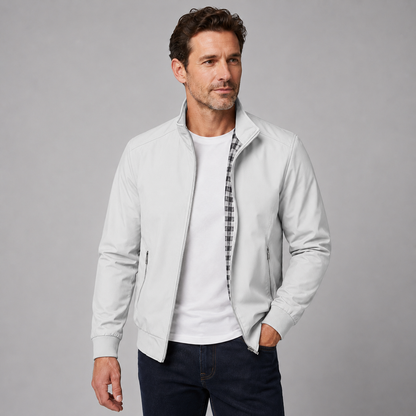 Montarello Men's Slim Fit Bomber Jacket with Stand Collar