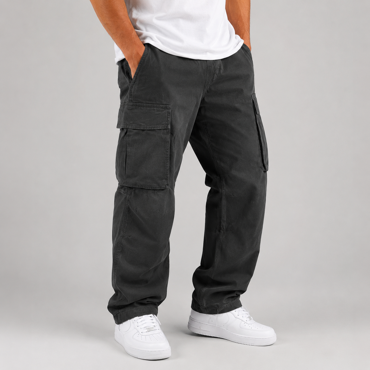 Pantalon cargo pour homme Montarello à taille à cordon de serrage