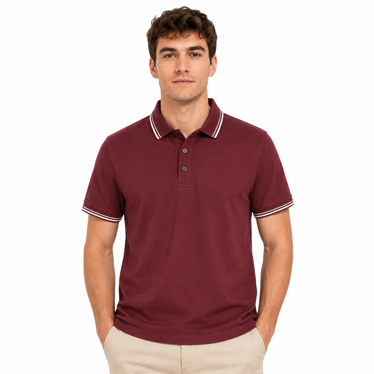Montarello Men's Piqué Cotton Short-Sleeve Polo Shirt Contrast Trim