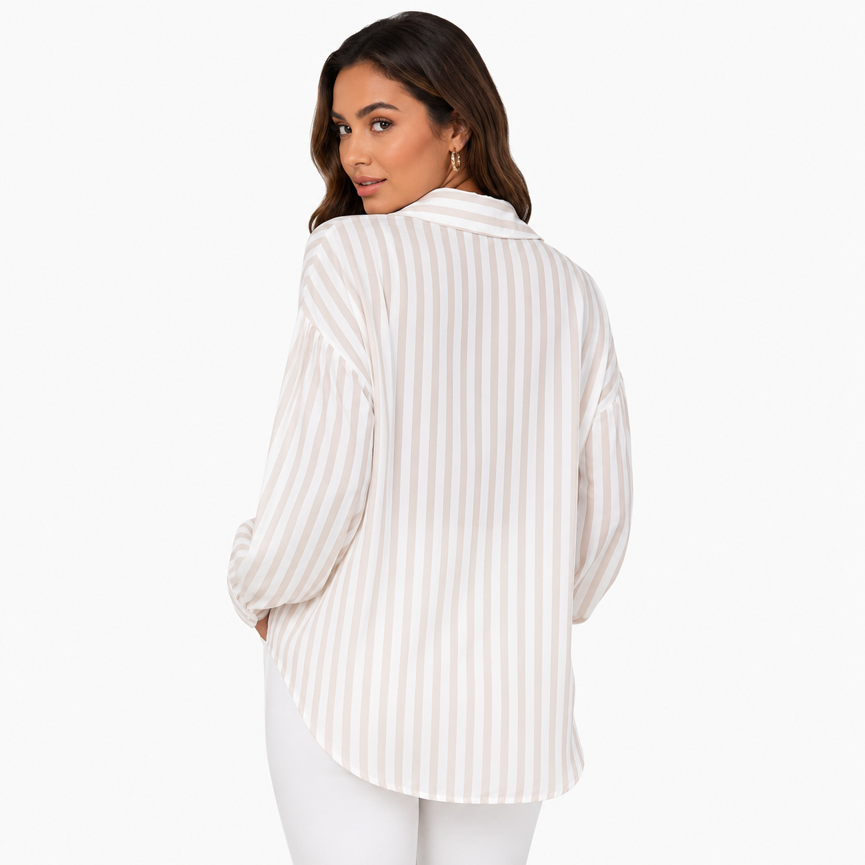 Montarello Striped Women's Oversized Button-Up Shirt