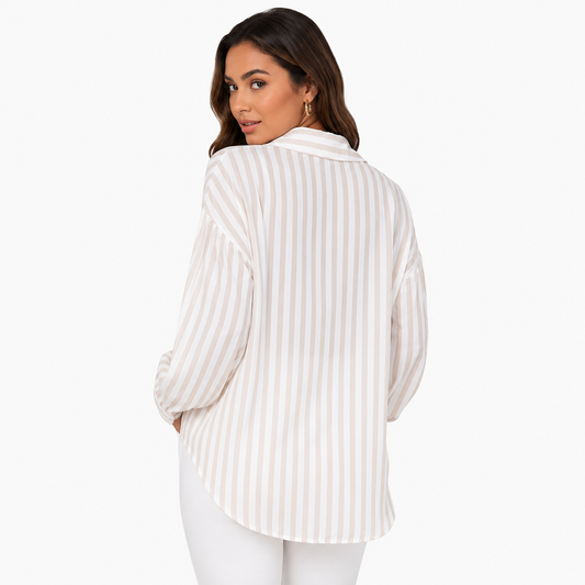 Montarello Striped Women's Oversized Button-Up Shirt