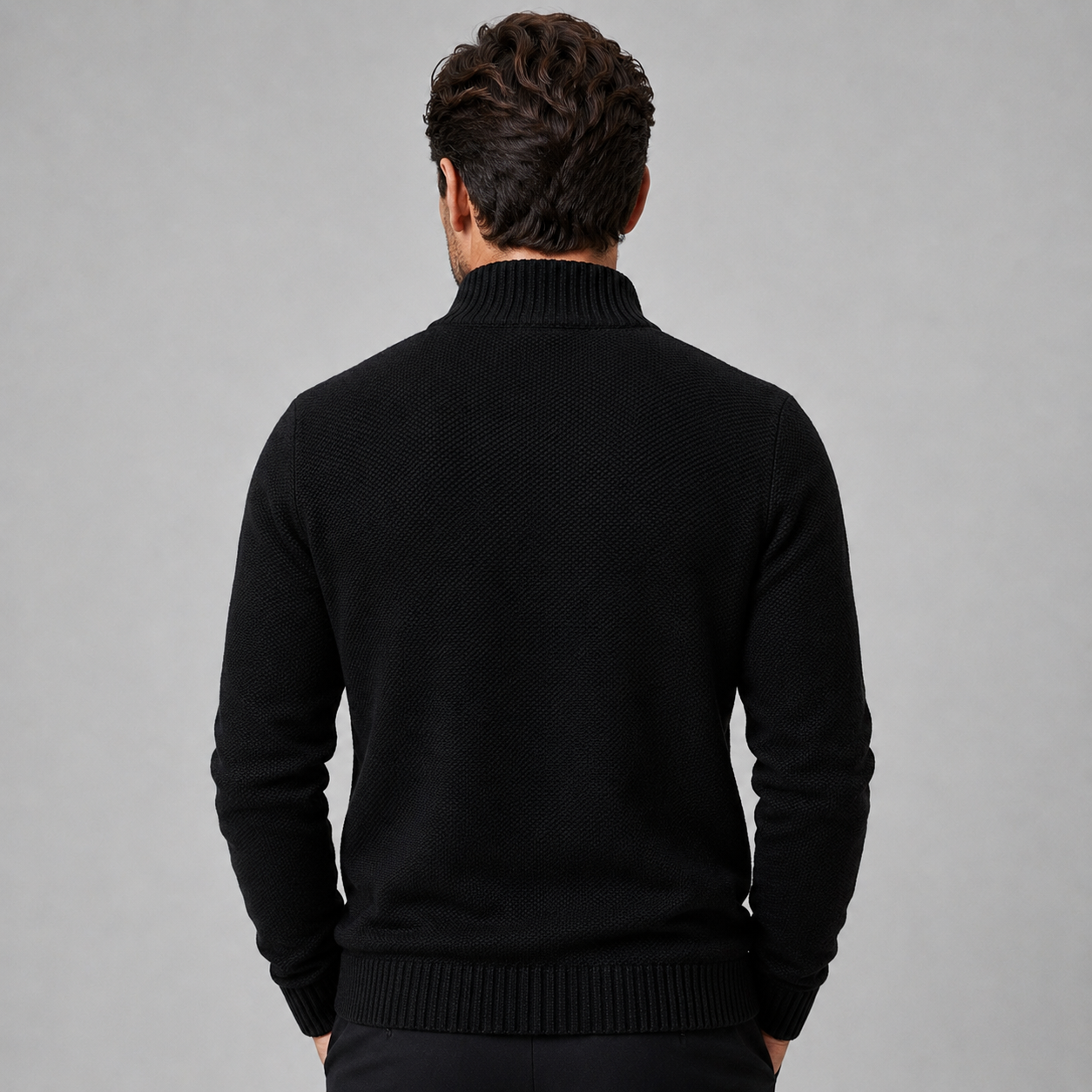 Montarello Men's Fleece Zip-Up Cardigan with Stand Collar