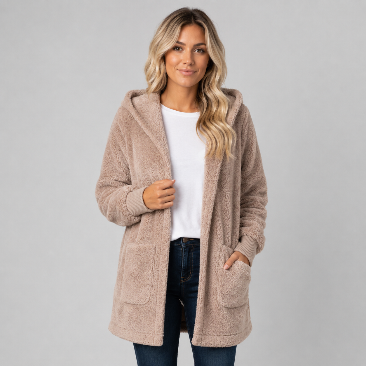 Montarello Women's Longline Fleece Cardigan with Hood