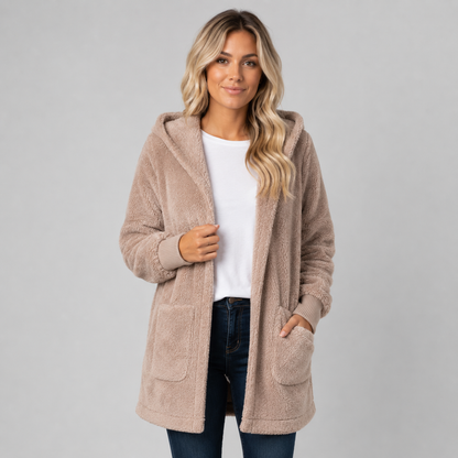 Montarello Women's Longline Fleece Cardigan with Hood