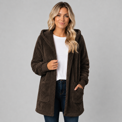 Montarello Women's Longline Fleece Cardigan with Hood