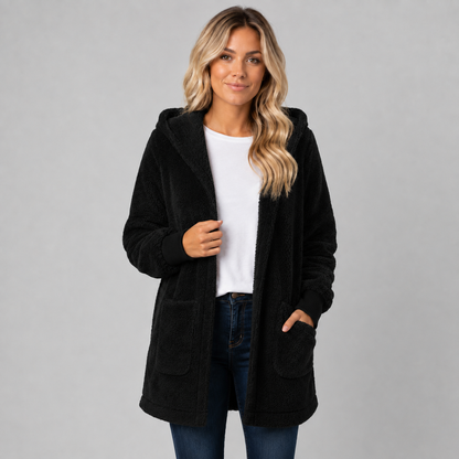 Montarello Women's Longline Fleece Cardigan with Hood