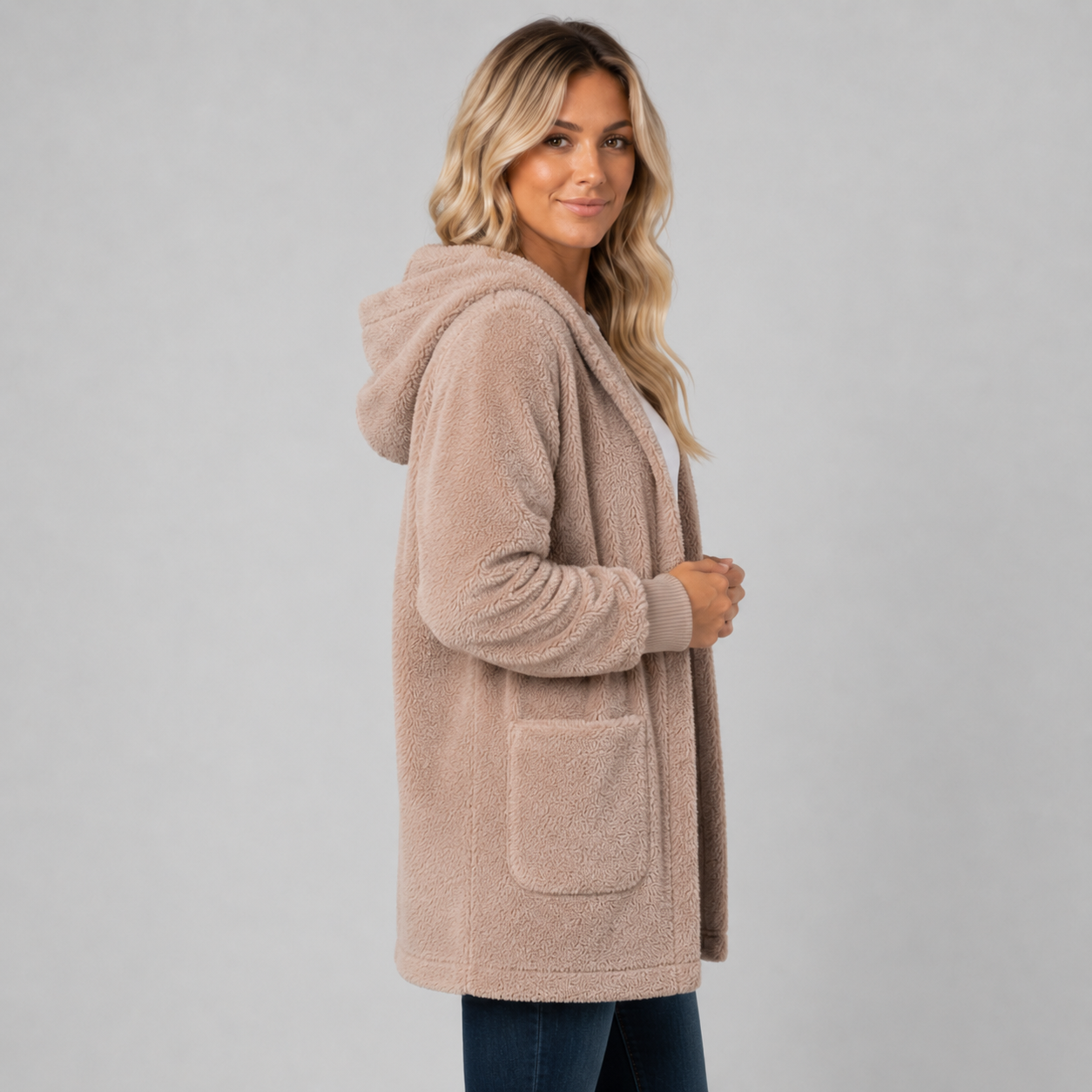Montarello Women's Longline Fleece Cardigan with Hood