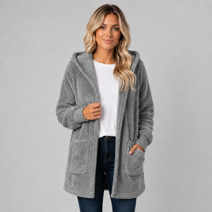 Montarello Women's Longline Fleece Cardigan with Hood