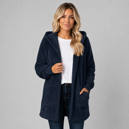 Montarello Women's Longline Fleece Cardigan with Hood