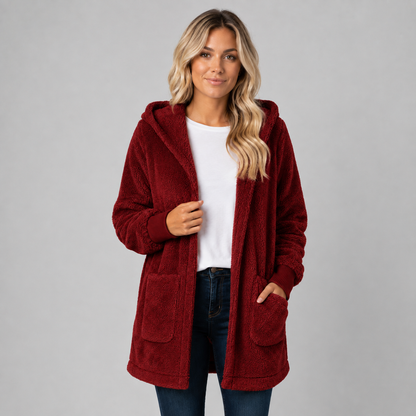 Montarello Women's Longline Fleece Cardigan with Hood