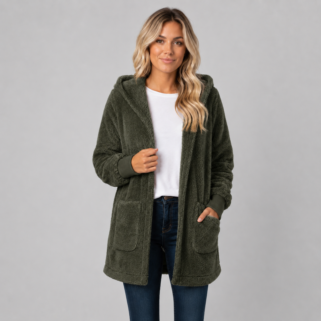 Montarello Women's Longline Fleece Cardigan with Hood