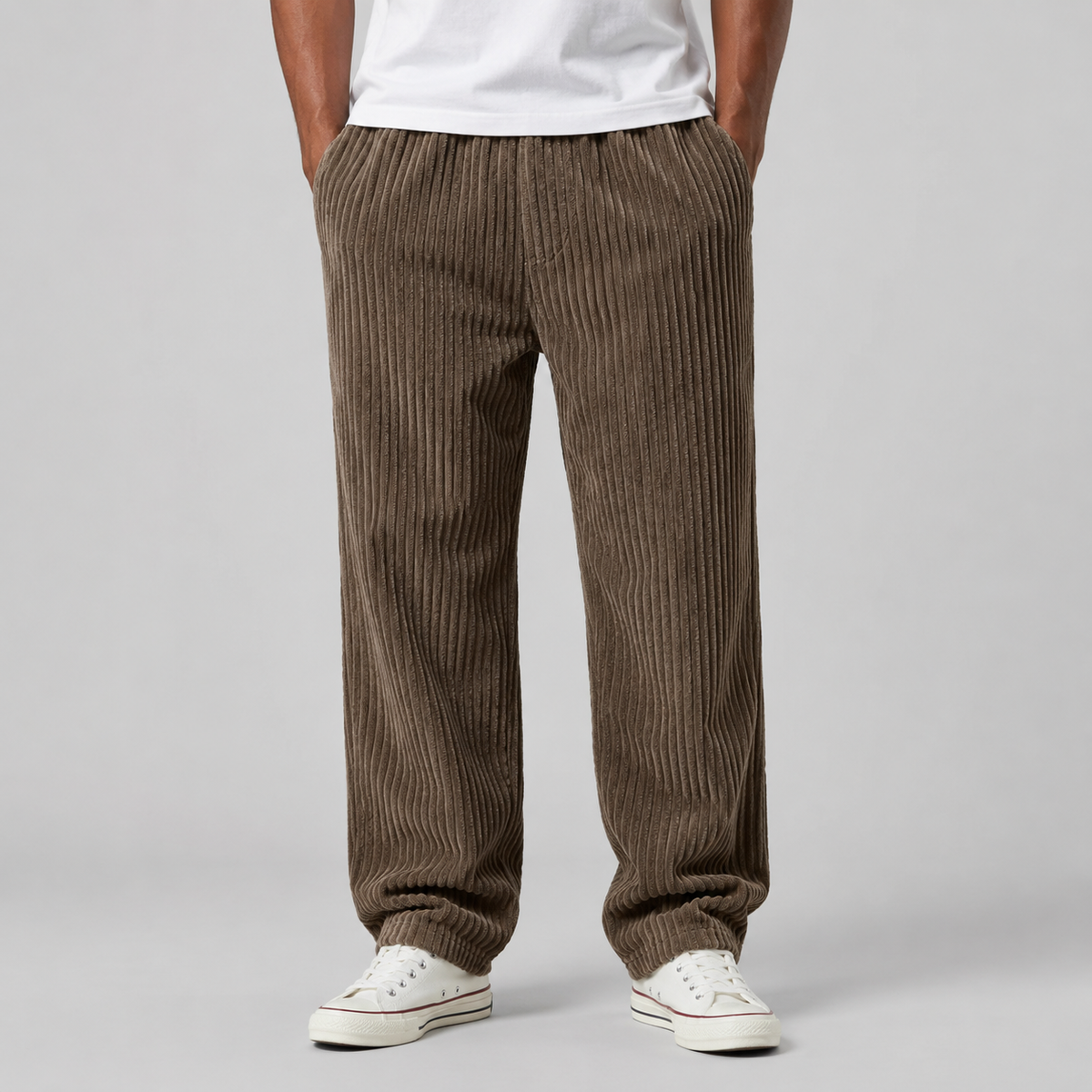 Montarello Men's Corduroy Trousers with Drawstring Waist