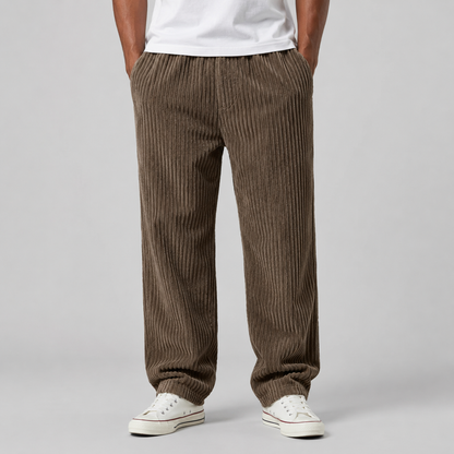 Montarello Men's Corduroy Trousers with Drawstring Waist