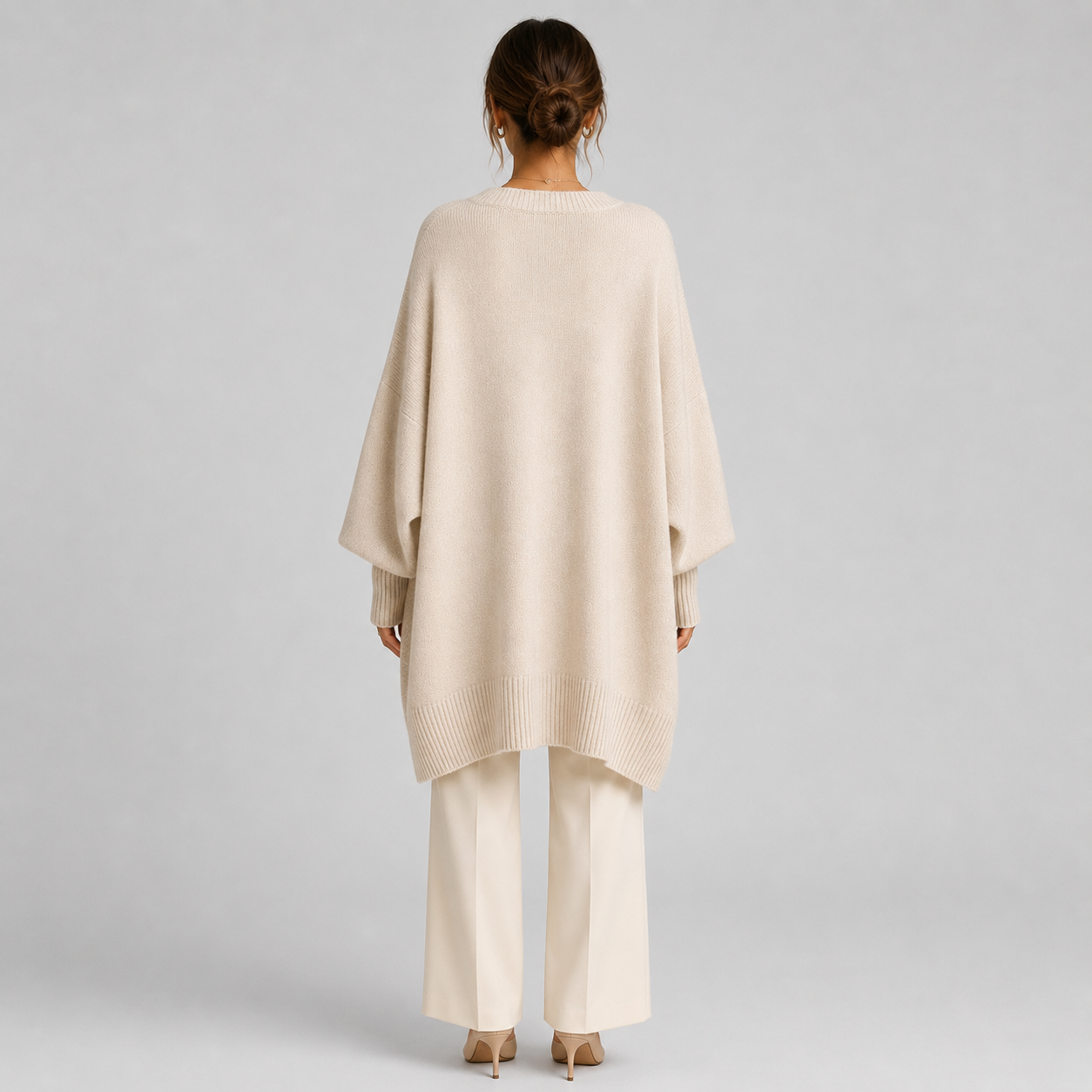 Montarello Women's Oversized Poncho Sweater with Asymmetric Hem