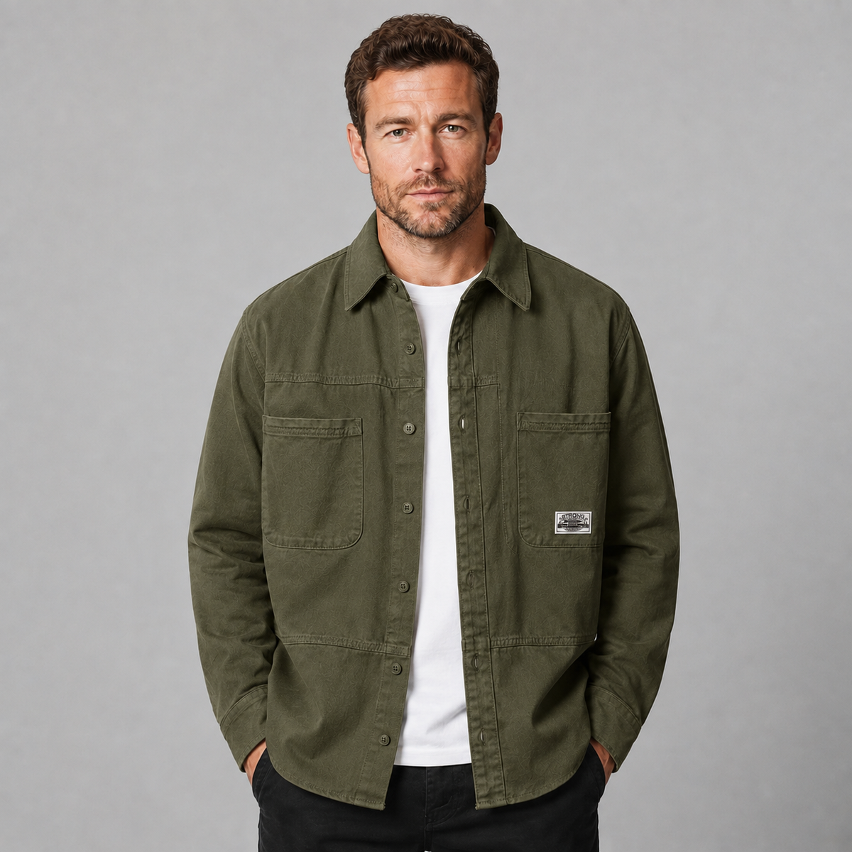 Montarello Men's Overshirt Utility Multi Pocket Cotton