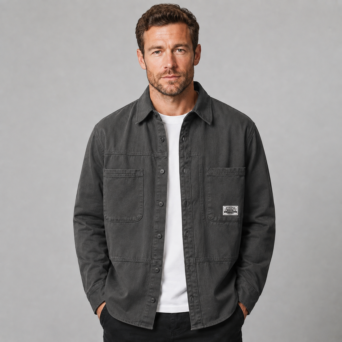 Montarello Men's Overshirt Utility Multi Pocket Cotton