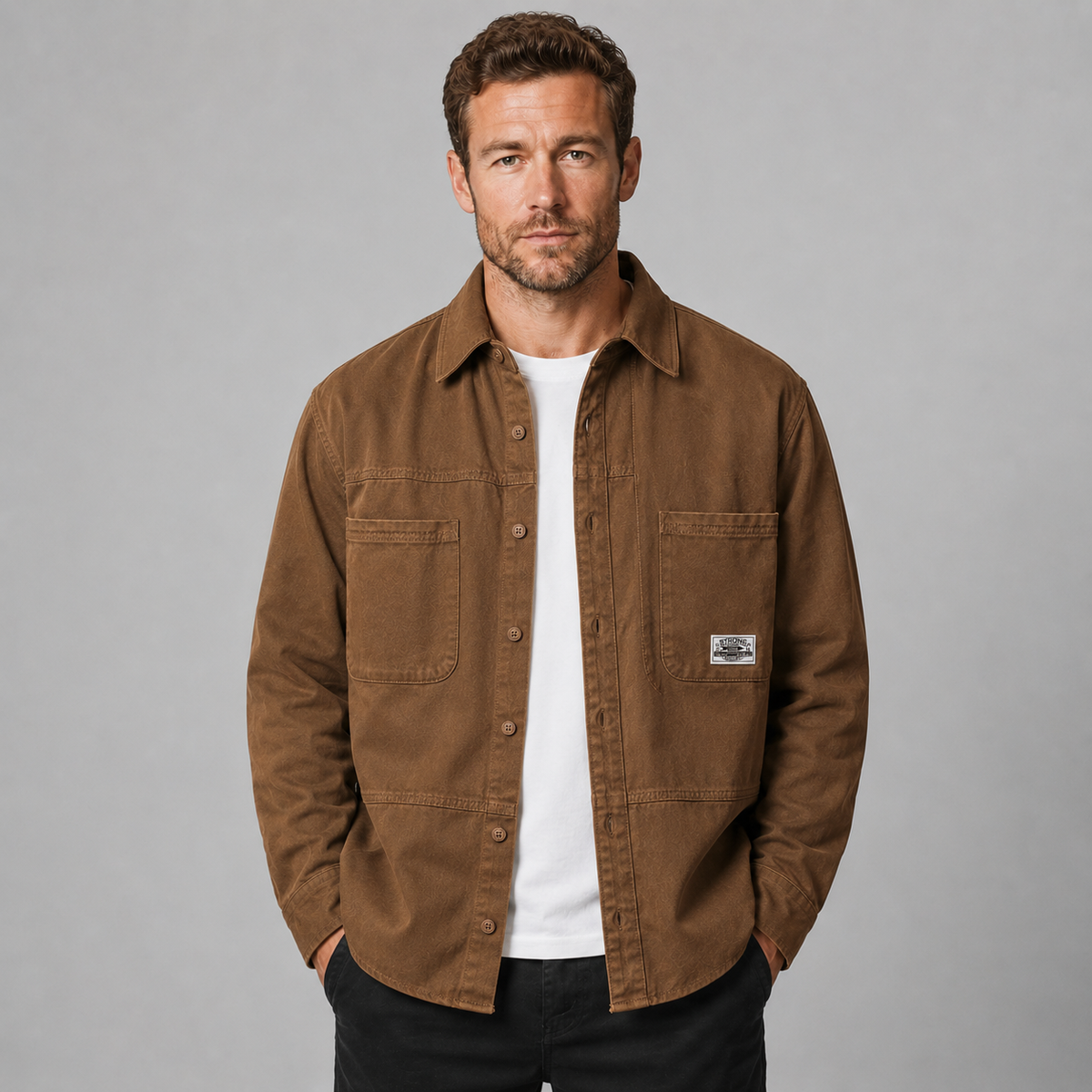Montarello Men's Overshirt Utility Multi Pocket Cotton