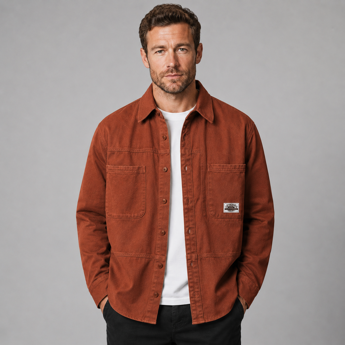 Montarello Men's Overshirt Utility Multi Pocket Cotton