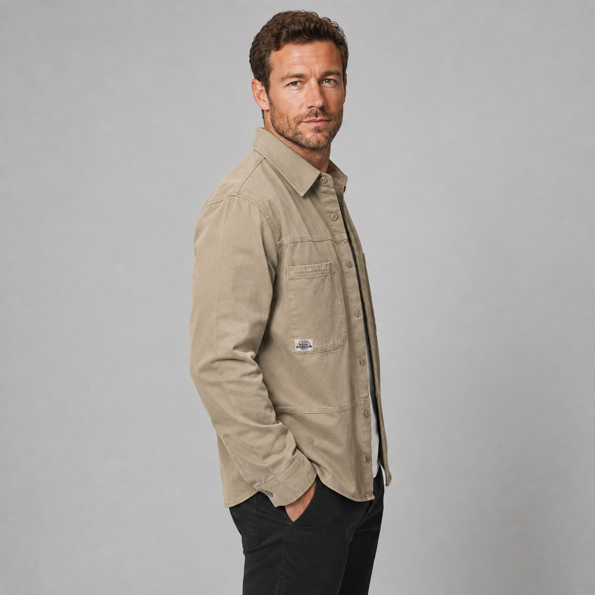 Montarello Men's Overshirt Utility Multi Pocket Cotton