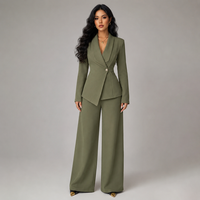 Montarello Women's Blazer and Wide-Leg Trouser Suit Set