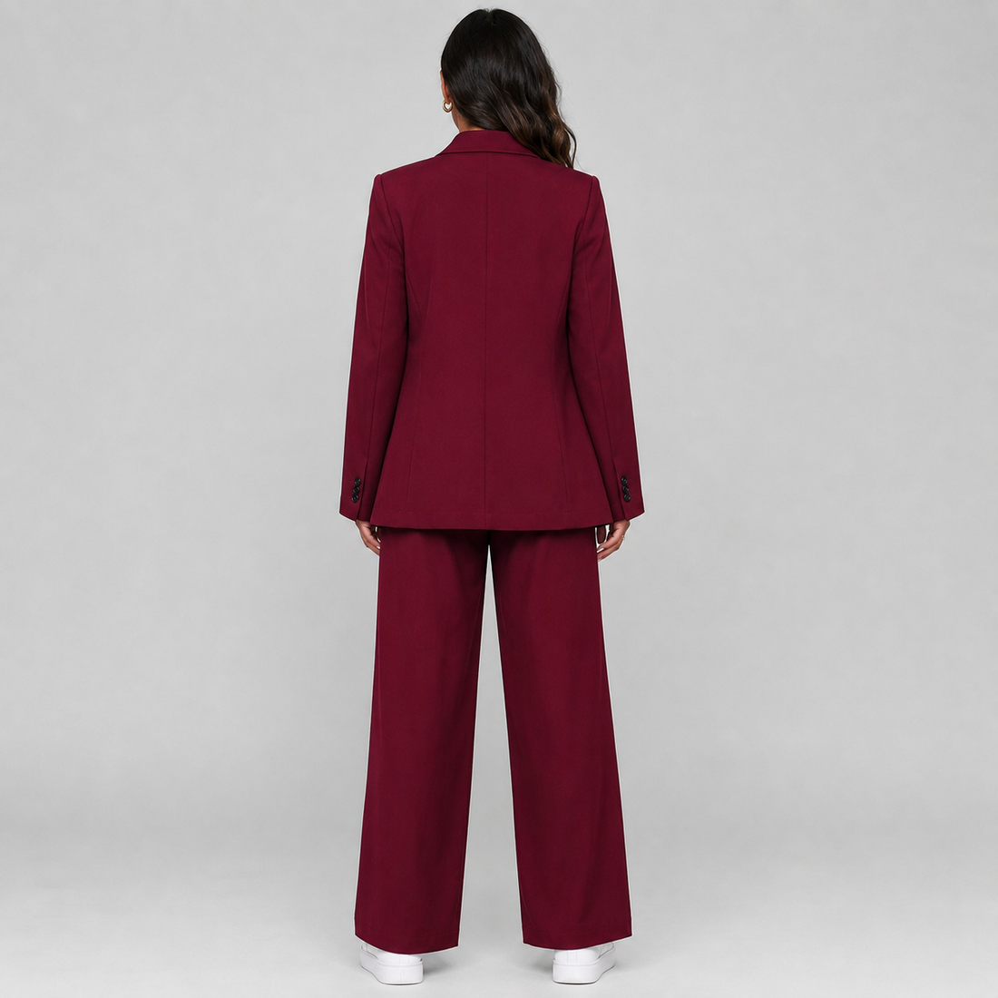 Montarello Women's Suit Set Longline Blazer Wide-Leg Trousers