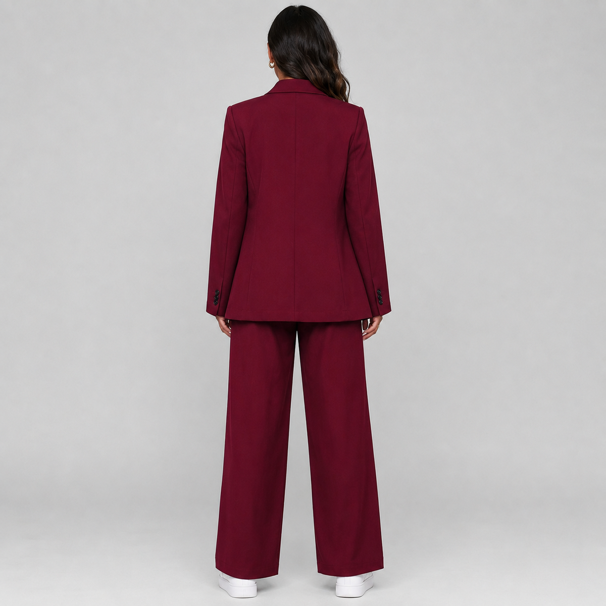 Montarello Women's Suit Set Longline Blazer Wide-Leg Trousers