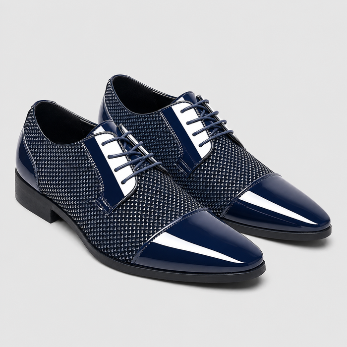 Montarello Men's Patent Cap Toe Oxford Shoes