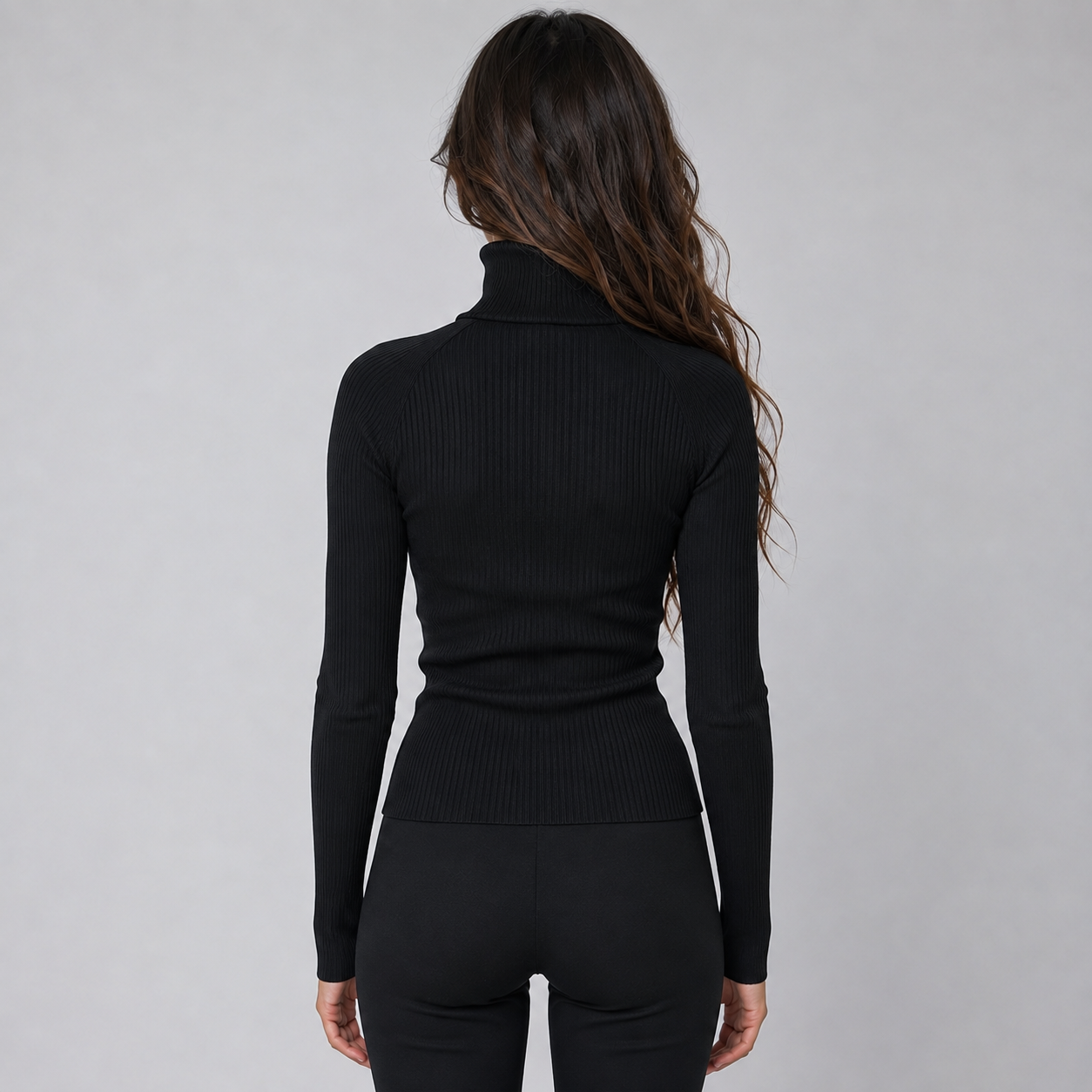 Montarello Women's Roll Neck Top Long Sleeve Zip
