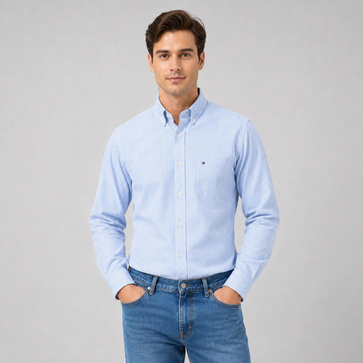 Montarello Men's Oxford Cotton Long-Sleeve Shirt