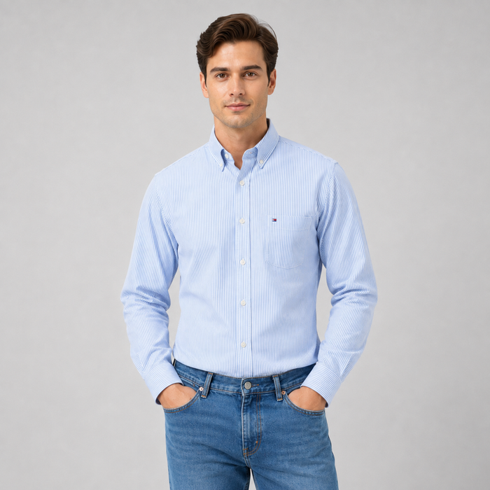 Montarello Men's Oxford Cotton Long-Sleeve Shirt